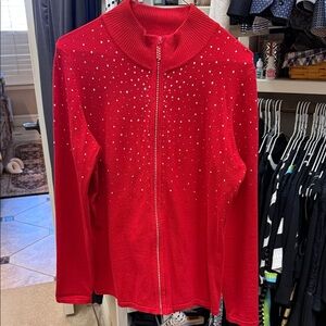 Fontana Red Rhinestone Embellished Women's sweater.